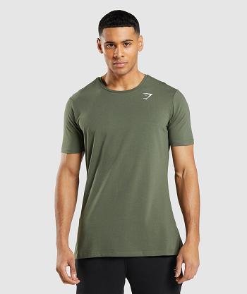 T Shirts Gymshark Essential Hombre Verde Oliva | CO 3405SGL